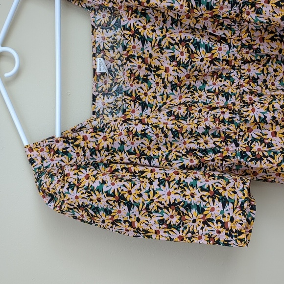 Large Melrose and Market Floral Flower Top Shirt Pink Green Black Cotton - Picture 4 of 14